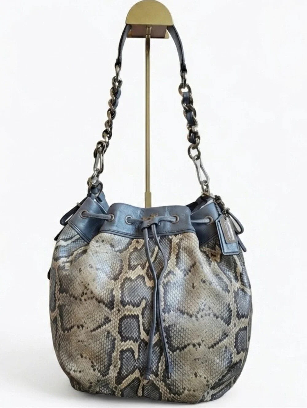 Coach 2011 Madison Marielle Python Drawstring Bucket Bag 17019 EUC